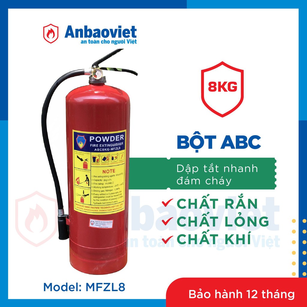 Bình chữa cháy bột ABC 8kg – MFZL8