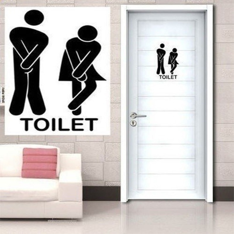 Miếng dán tường biểu tượng đi vệ sinh DIY vui nhộn sáng tạo dành cho toilet
