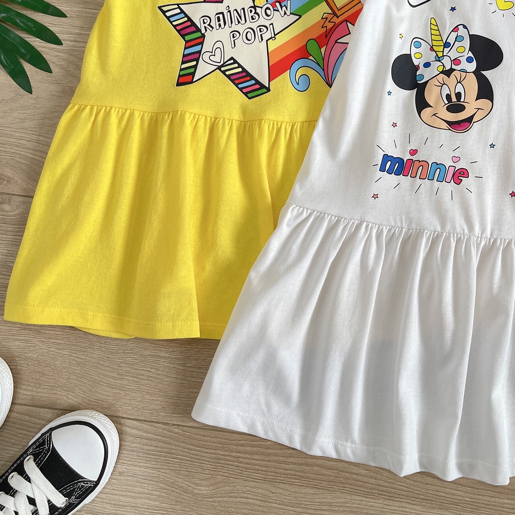 Đầm thun bé gái Bigbaby, chất thun cotton họa tiết disney nhiều mẫu đáng yêu cho bé 2-12t