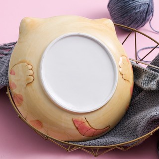 Dĩa mèo tròn nổi vẽ tay