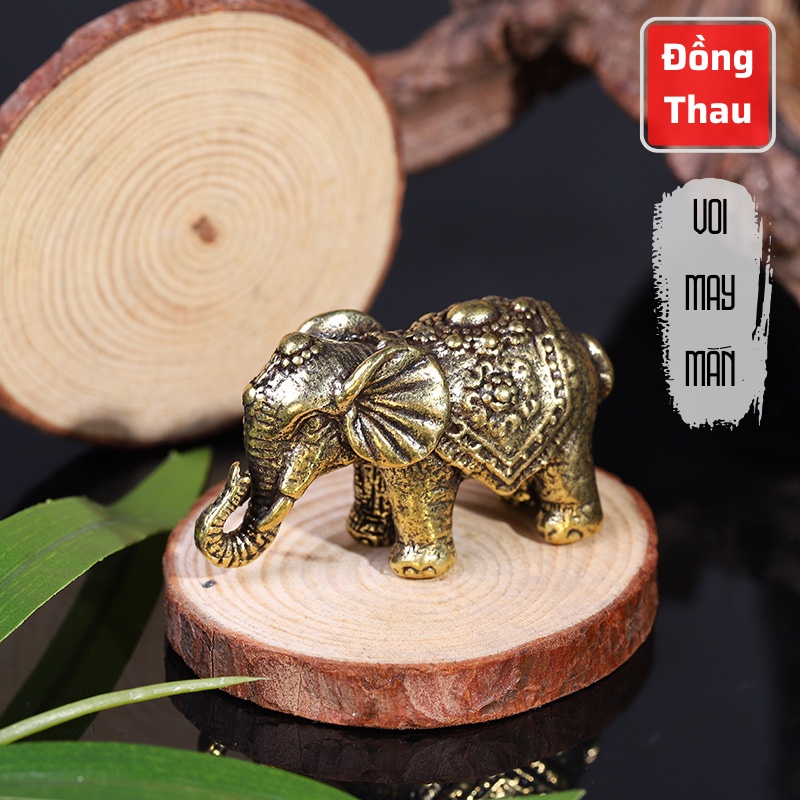 Tượng Đồng Phong Thủy May Mắn Tài Lộc Hình Con Voi May Mắn Bằng Đồng (Kích cỡ: 2.6 x 5.0cm)