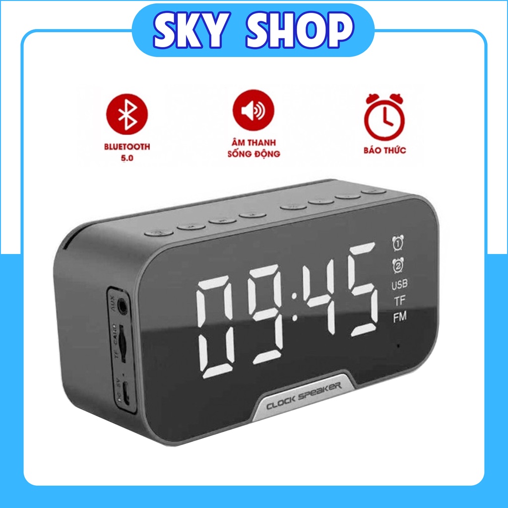 Loa Bluetooth Đồng Hồ Amoi G5 Không Dây Nghe Nhạc Làm Đèn Ngủ Màn Hình Soi Gương