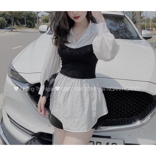 Áo sơ mi tay bo chun pha yếm