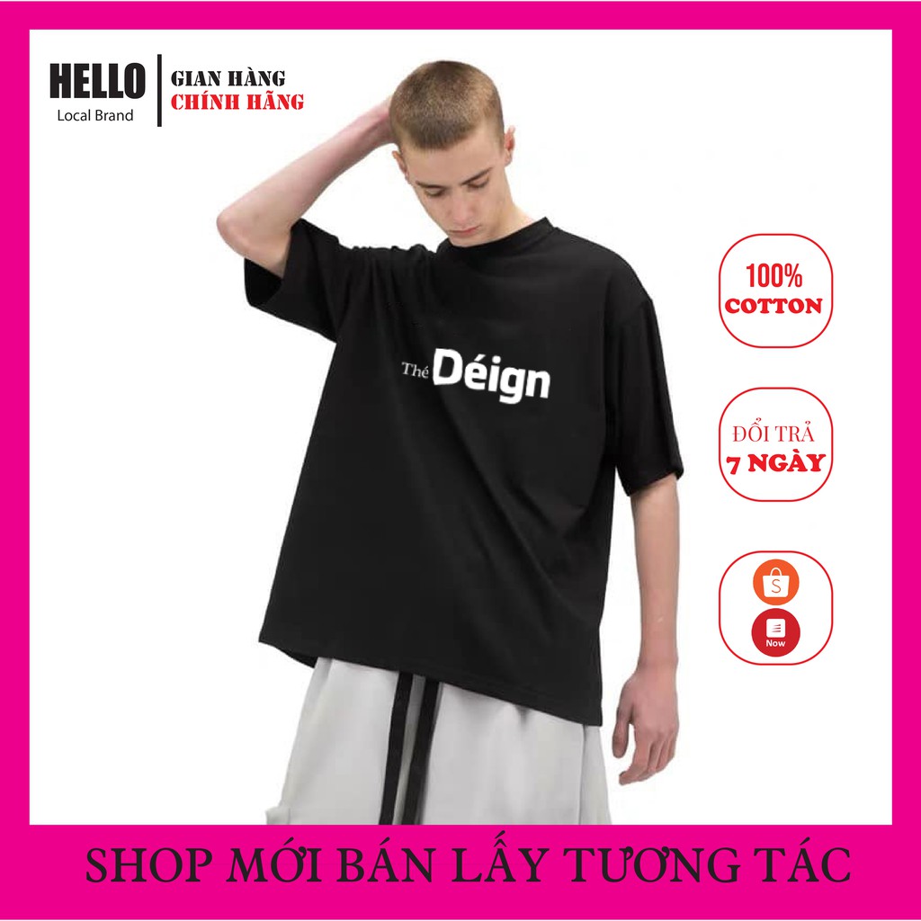 [Áo phông tay lỡ nữ nam Unisex HELLO] Áo thun nữ Unisex form rộng cotton thoáng mát The Deign_Ap28