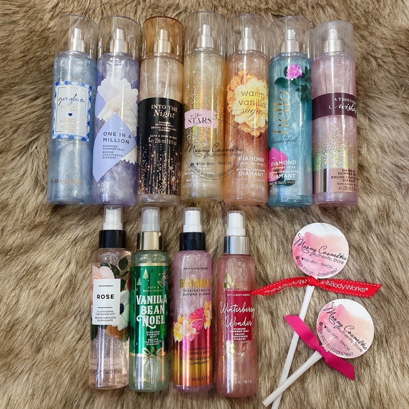 Xịt thơm nước hoa toàn thân nhũ kim tuyến Bath &amp; Body Works DIAMOND SHIMMER MIST 236mL