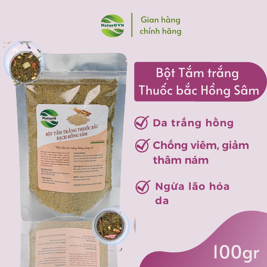 Bột tắm trắng Bạch Hồng Sâm Handmade NaturO VN  Làm Sáng Da BBHS01