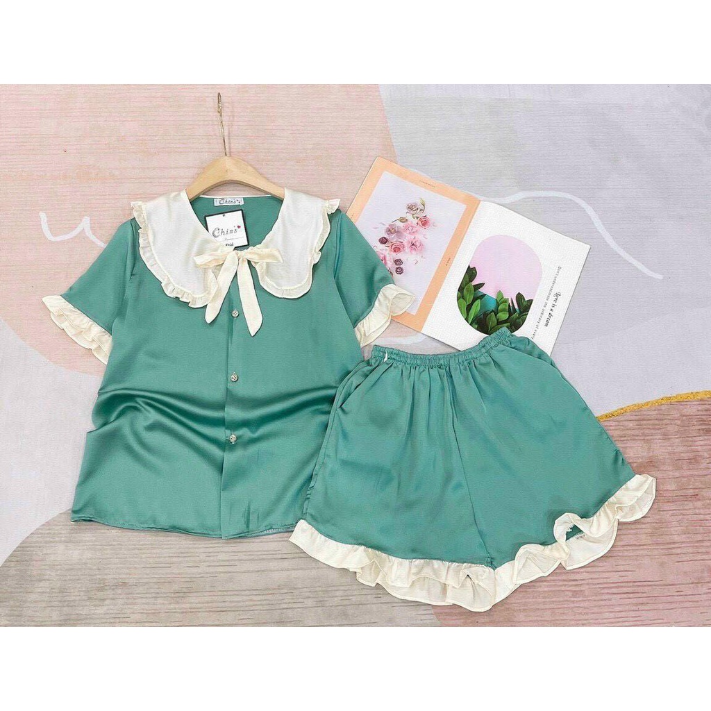 Set đồ ngủ dành cho nữ, vải lụa chất lượng cao mềm mịn mát mẻ, màu sắc nổi bật, phù hợp mặc ở nhà đi ngủ