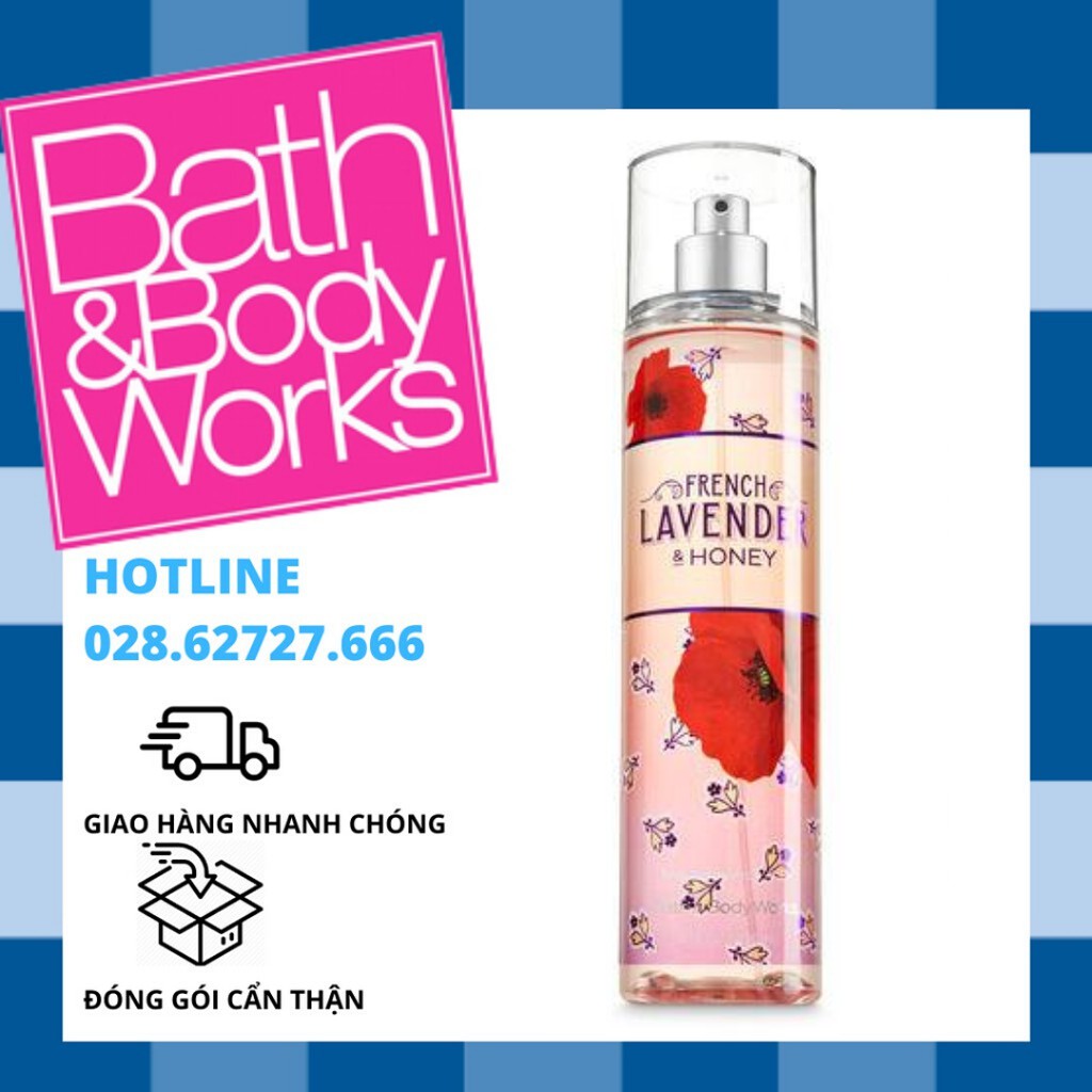 Xịt thơm toàn thân Bath &amp; Body Works - FrenchLavender &amp; Honey  Body Mist (236ml)