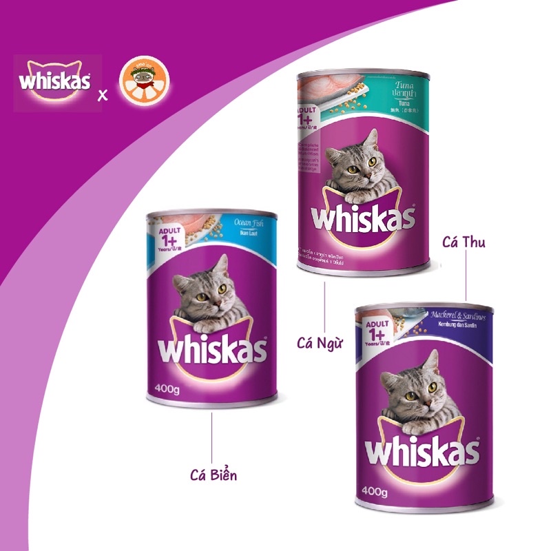 Pate WHISKAS cho mèo lớn lon 400g - Thức ăn dinh dưỡng cho mèo