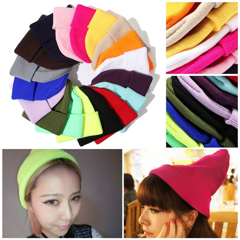 EUCA Mũ Len Beanie Cao Cấp Màu Trơn Dễ Thương Cho Nữ