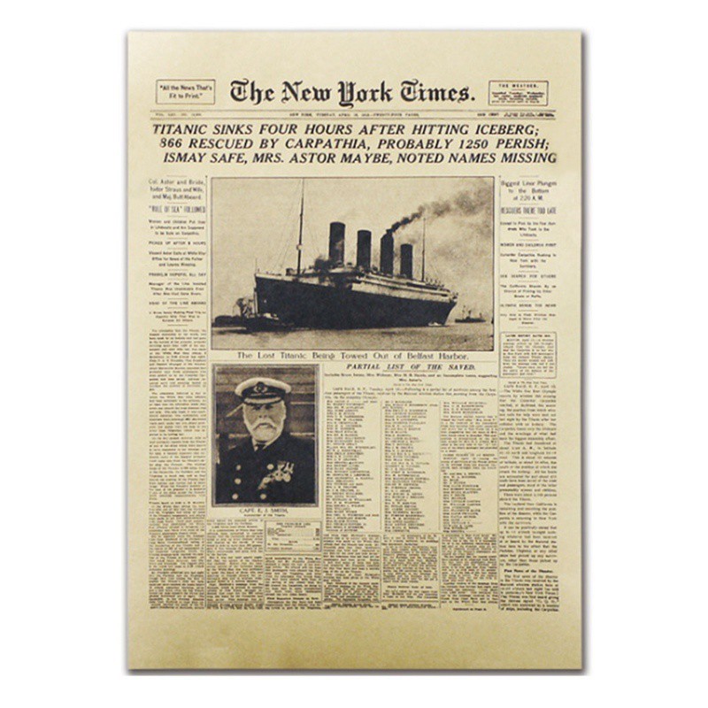 Tấm Áp Phích Treo Tường Trang Trí Hình New York Times Histor Moment Titanic