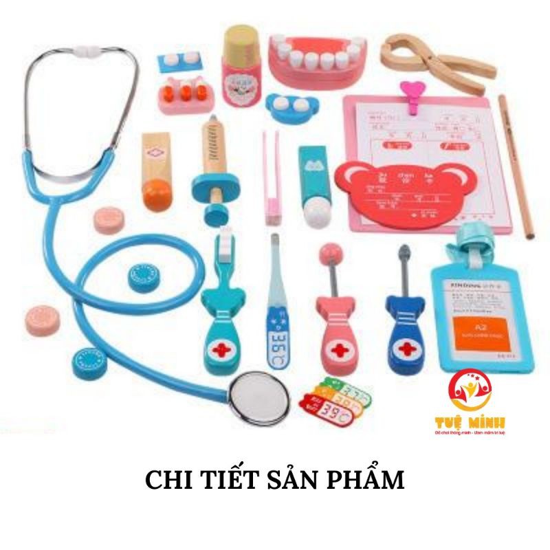 Bộ Đồ Chơi Bác Sỹ Gỗ 22 chi tiết Cho Bé Tập Làm Bác Sỹ