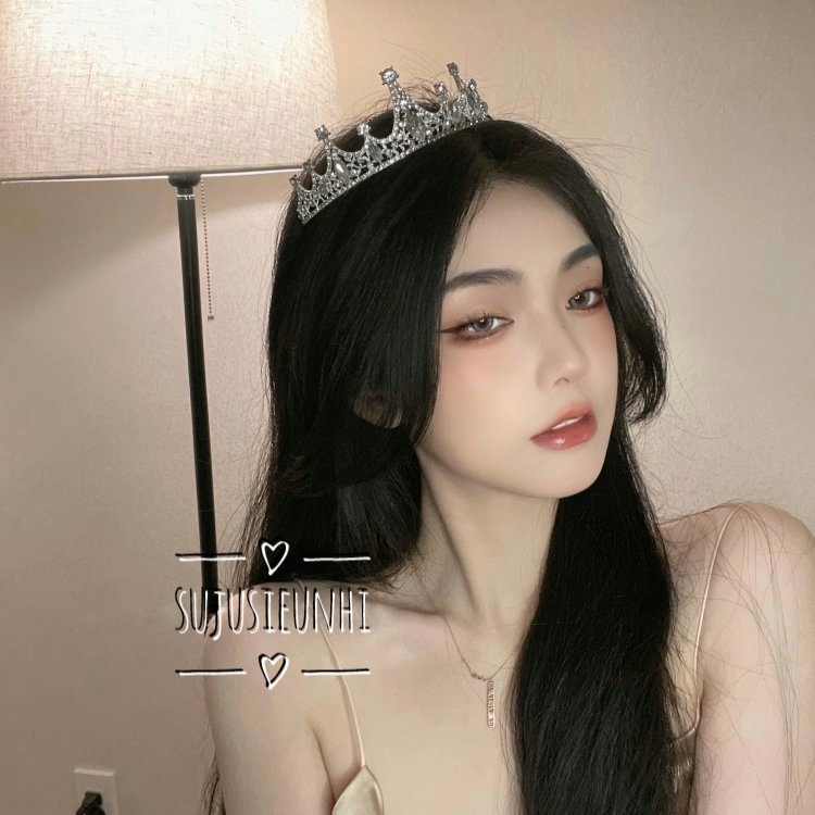 (2 màu) vương miện màu bạc đính đá công chúa/ phụ kiện cài tóc dành cho cô dâu, tiệc sinh nhật