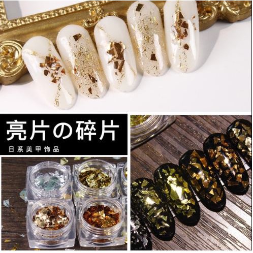 Set 6 hũ kim tuyến khổng tước trang trí móng