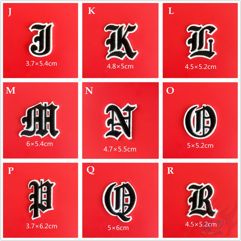 ☸ Old English Letters - Black Iron-on Patch ☸ 1Pc Diy Sew on Iron on Badges Patches