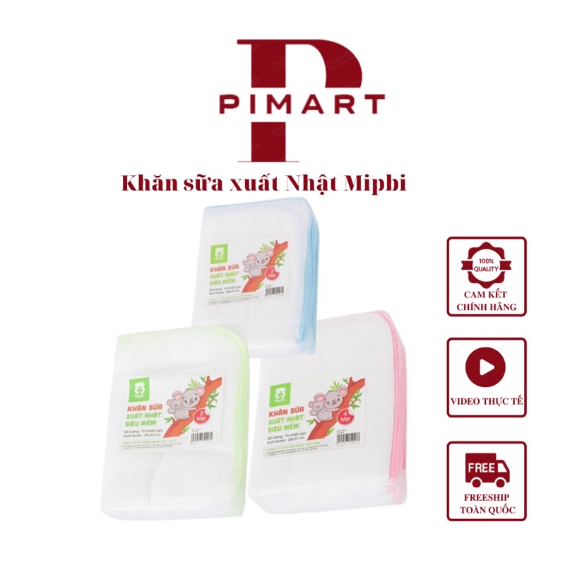 MIPBI - SET 10 KHĂN SỮA XUẤT NHẬT MIPBI 3 LỚP/4 LỚP