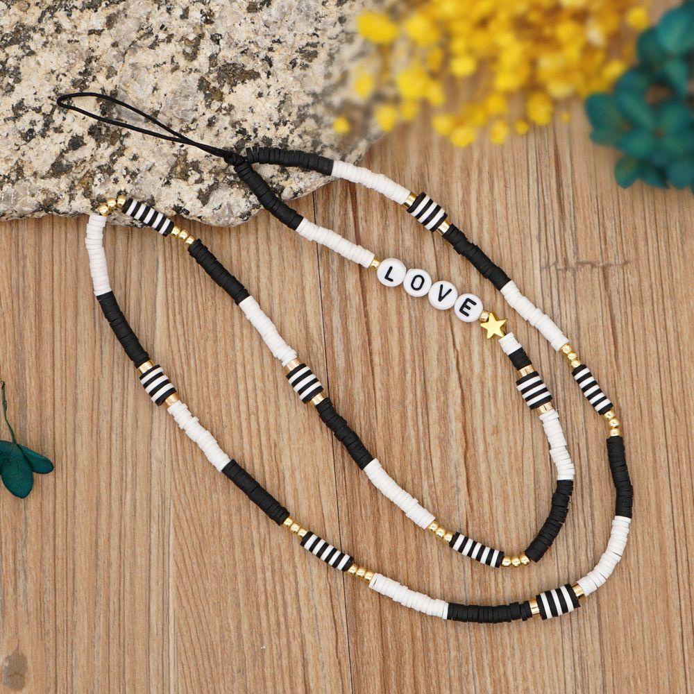 Dây Đeo Điện Thoại Dạng Chuỗi Hạt Mặt Cười Nhiều Màu Chống Thất Lạc Heishi Clay