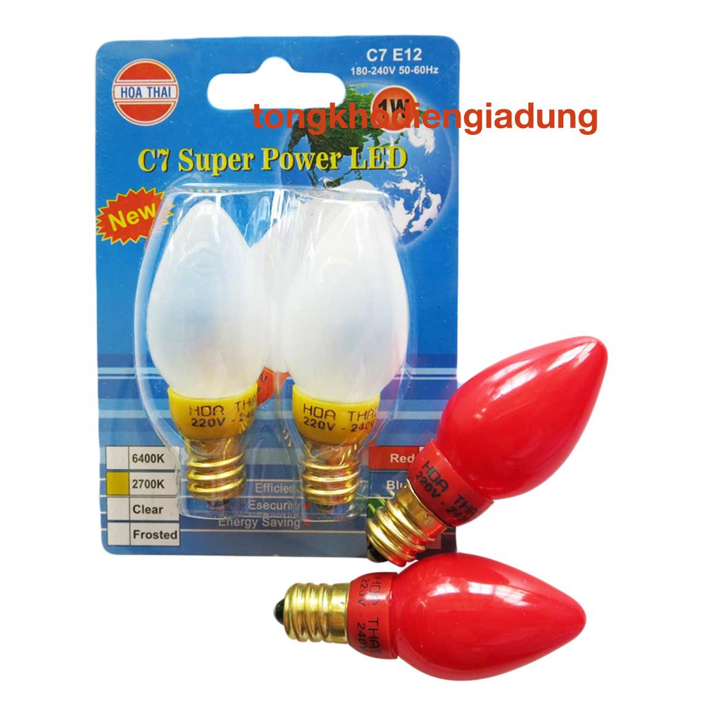 [GIAO HỎA TỐC] Vĩ 2 bóng ớt led đỏ (e12).