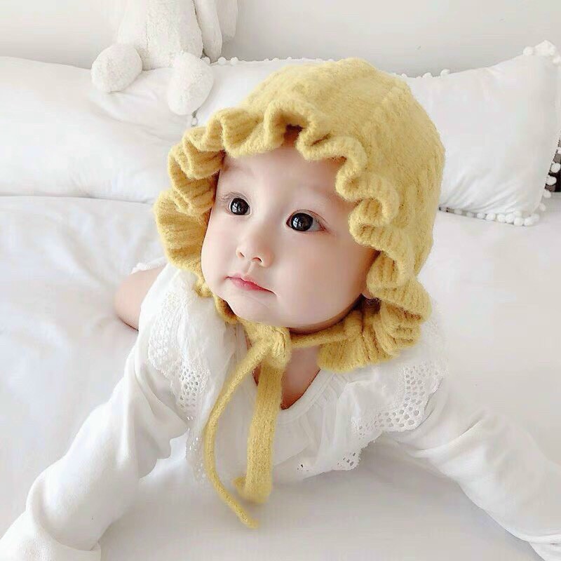 Mũ len tai bèo cô gái Hà Lan , Mũ len ấm áp cho bé yêu
