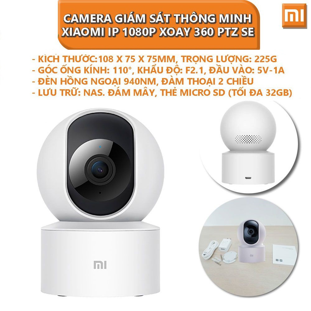 Camera Wifi Xiaomi PTZ SE xoay 360 - Camera giám sát thông minh trong nhà (2 bản độ phân giải 1080p và 2K)