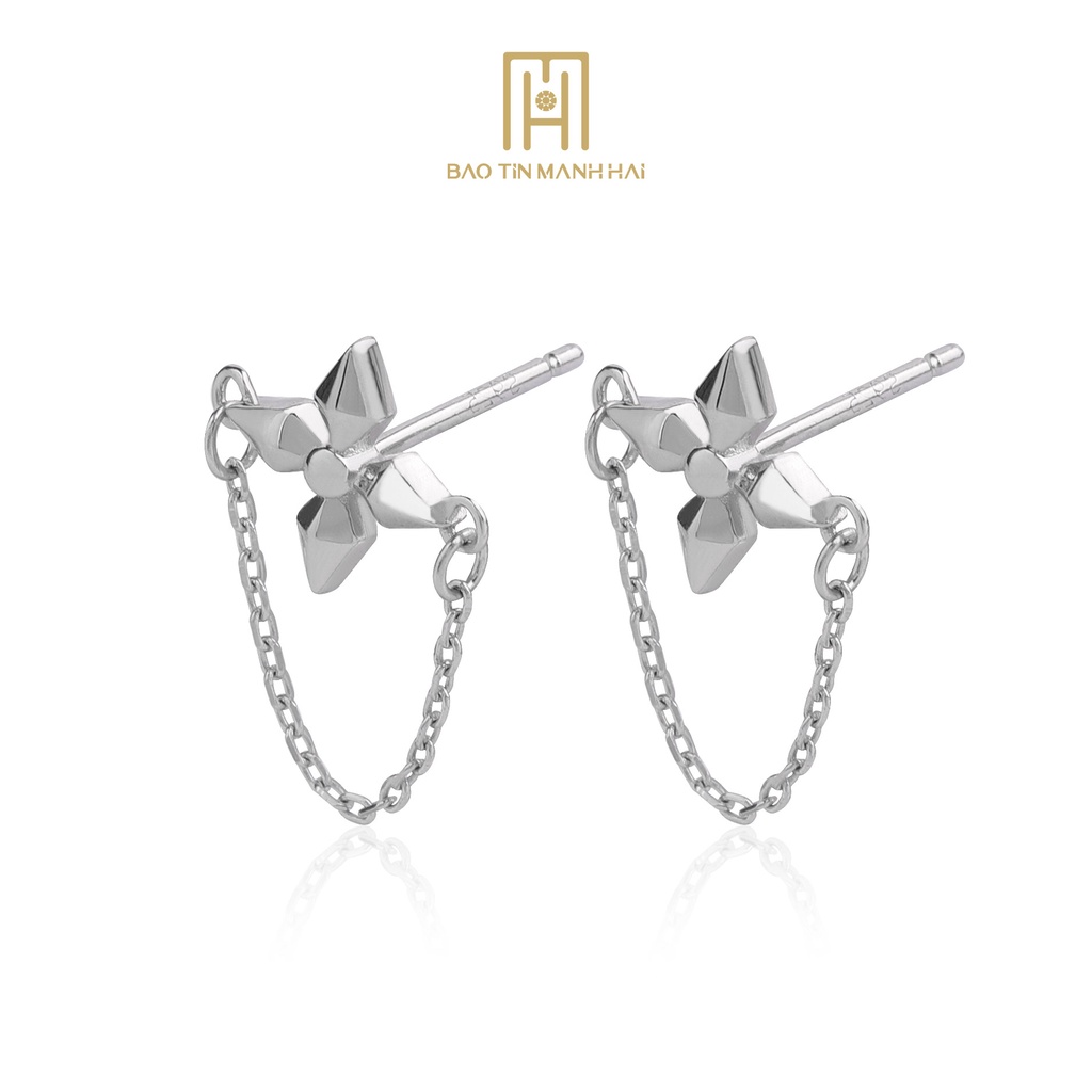 Bông tai Bạc 925 nữ hình hoa 4 cánh phong cách Hàn Quốc BTB03 Bảo Tín Mạnh hải