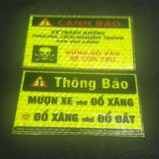 tem cảnh báo , tem xe phản quang logo phượt (combo 2 logo )