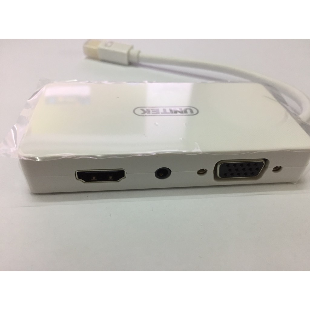 Đầu chuyển Mini DisplayPort sang HDMI DVI VGA Audio Unitek Y6354WH - Hàng chính hãng