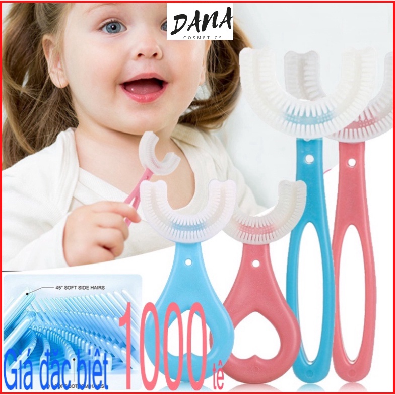 Bàn chải đánh răng hình chữ U cho bé chữ chất liệu silicon chịu được lực cắn an toàn tiện dụng cho bé từ 2-6 tuổi DANA