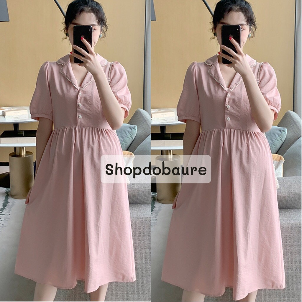 Váy bầu cổ véc siêu sành điệu - 𝐕𝟔𝟑