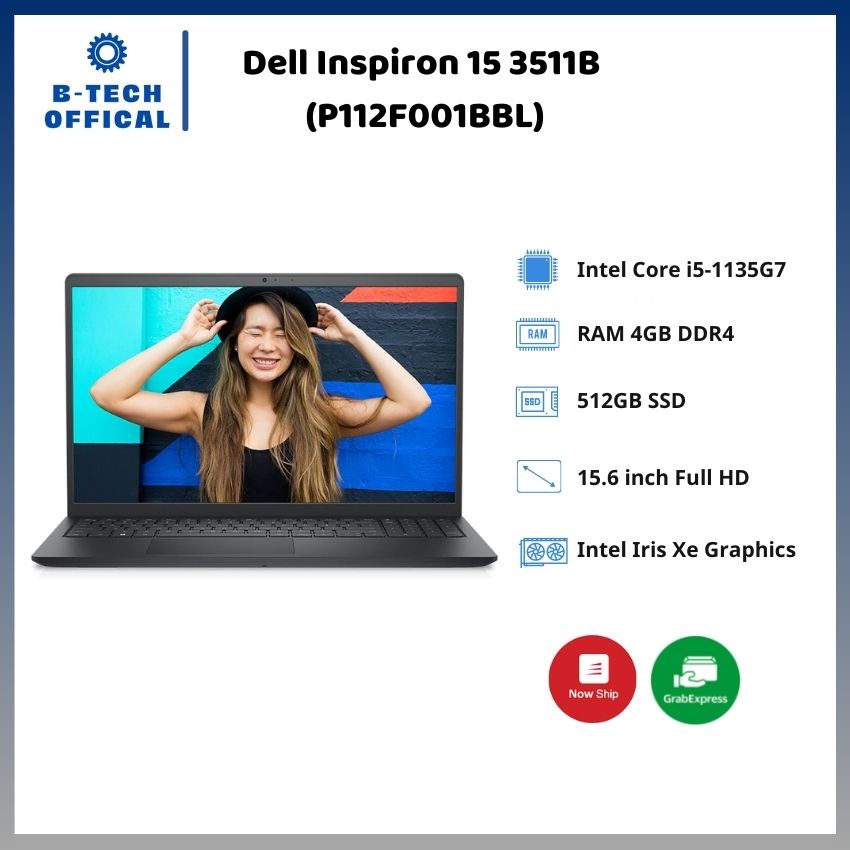 [ TẶNG VOUCHER 150K ] Laptop Dell Inspiron 15 3511B (P112F001BBL)/ Black/ Intel Core i5-1135G7 (2.4Ghz, 8MB)