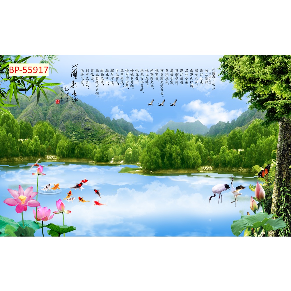 Tranh dán tường thiên nhiêu trong lành, vẻ đẹp hùng vĩ