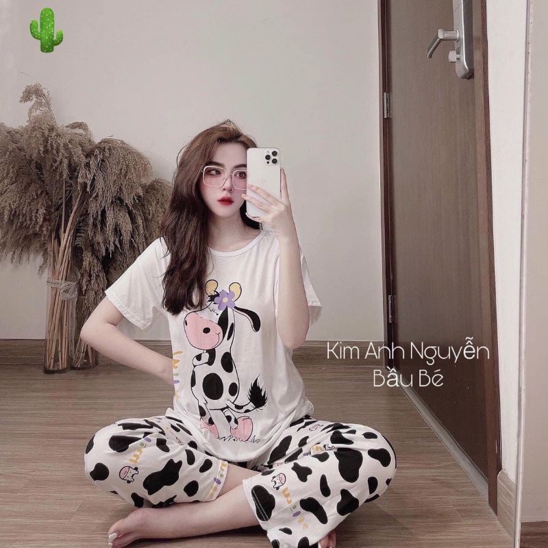 , Sét bò dài ống rộng thun cotton lạnh giãn đep