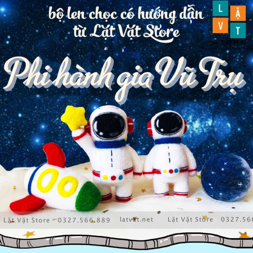 Bộ Len chọc Phi Hành Gia có hương dẫn, đồ chơi cho trẻ em,móc khoá handmade, Needle felting Pilot, quà tặng ý nghĩa.