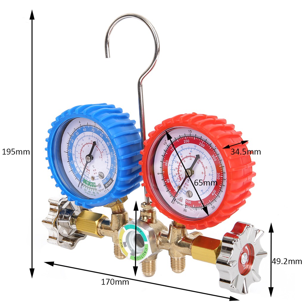 Đồng hồ đo áp suất gas máy lạnh R134A R12 R22 R404z