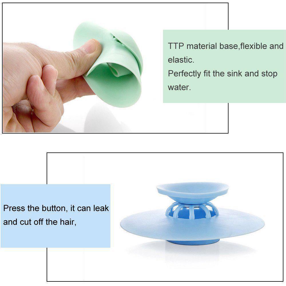 Miếng Chặn Tóc / Cống Thoát Nước / Cống Thoát Nước 2 Trong 1 Bằng Silicone Màu Xanh Dương Cho Nhà Bếp / Phòng Tắm