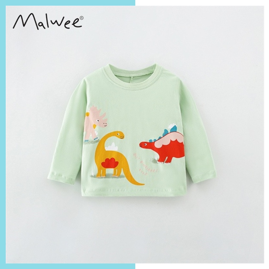 Áo cotton Malwee xanh khủng long MW7512 cho bé trai 2-8 tuổi - Little