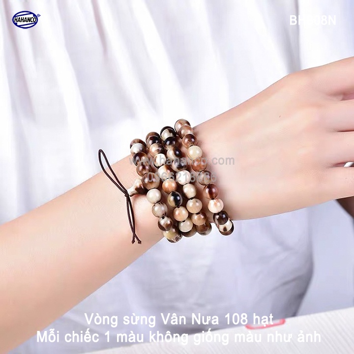 Vòng tay Nam bằng sừng - chuỗi/tràng 108 hạt/8mm - phong thủy - Tĩnh Tâm (BH608N)