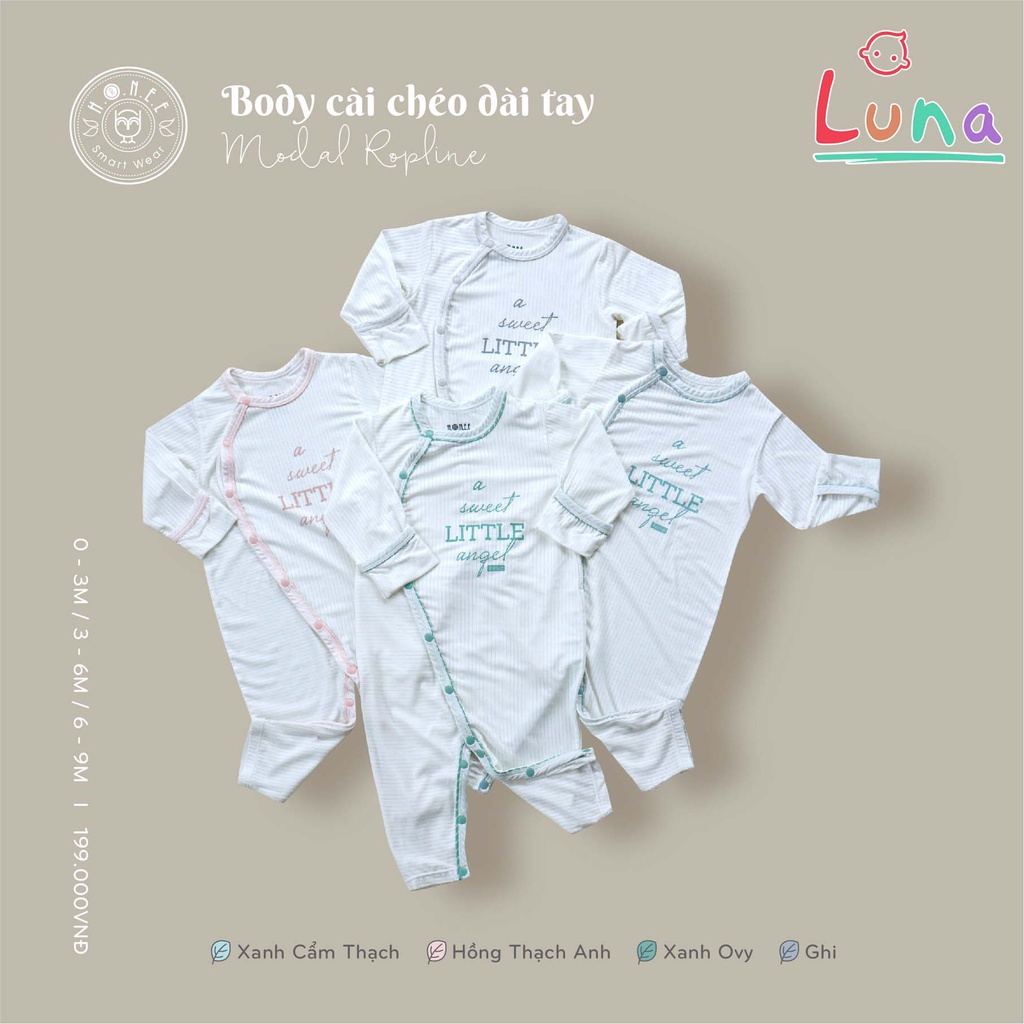 Bộ Body Dài Tay HRNEE Cài Chéo Sơ Sinh Vải Modal Sợi Sồi Hè Cực Mát Little Angel HRNEE Việt Nam