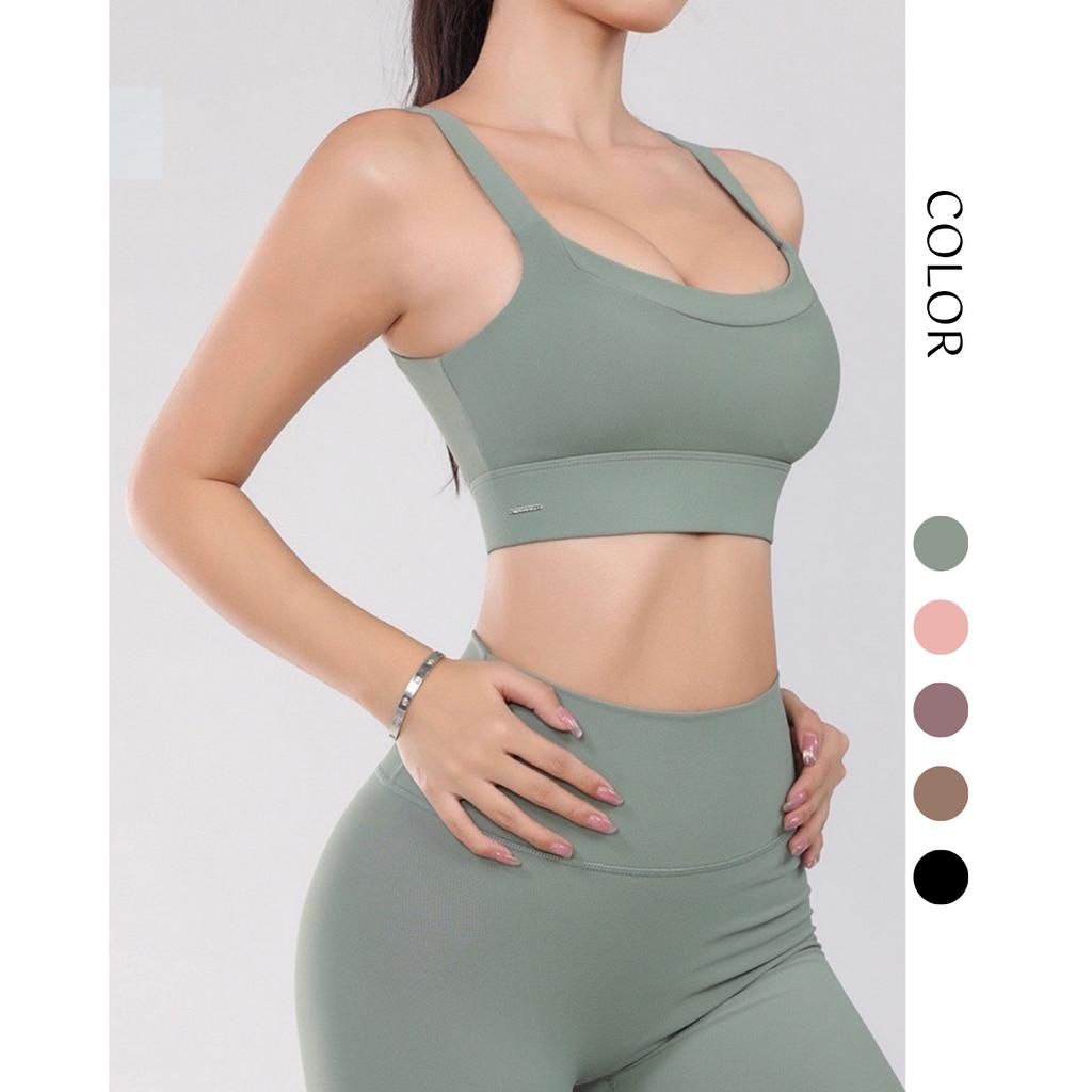 Bộ đồ tập thun tăm có mút không viền 2 dây móc cài sau - Bộ đồ thể thao nữ tập gym yoga - Mã DT21