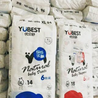 Tã quần/dán yubest natural s132/m108/l96/xl84/xxl