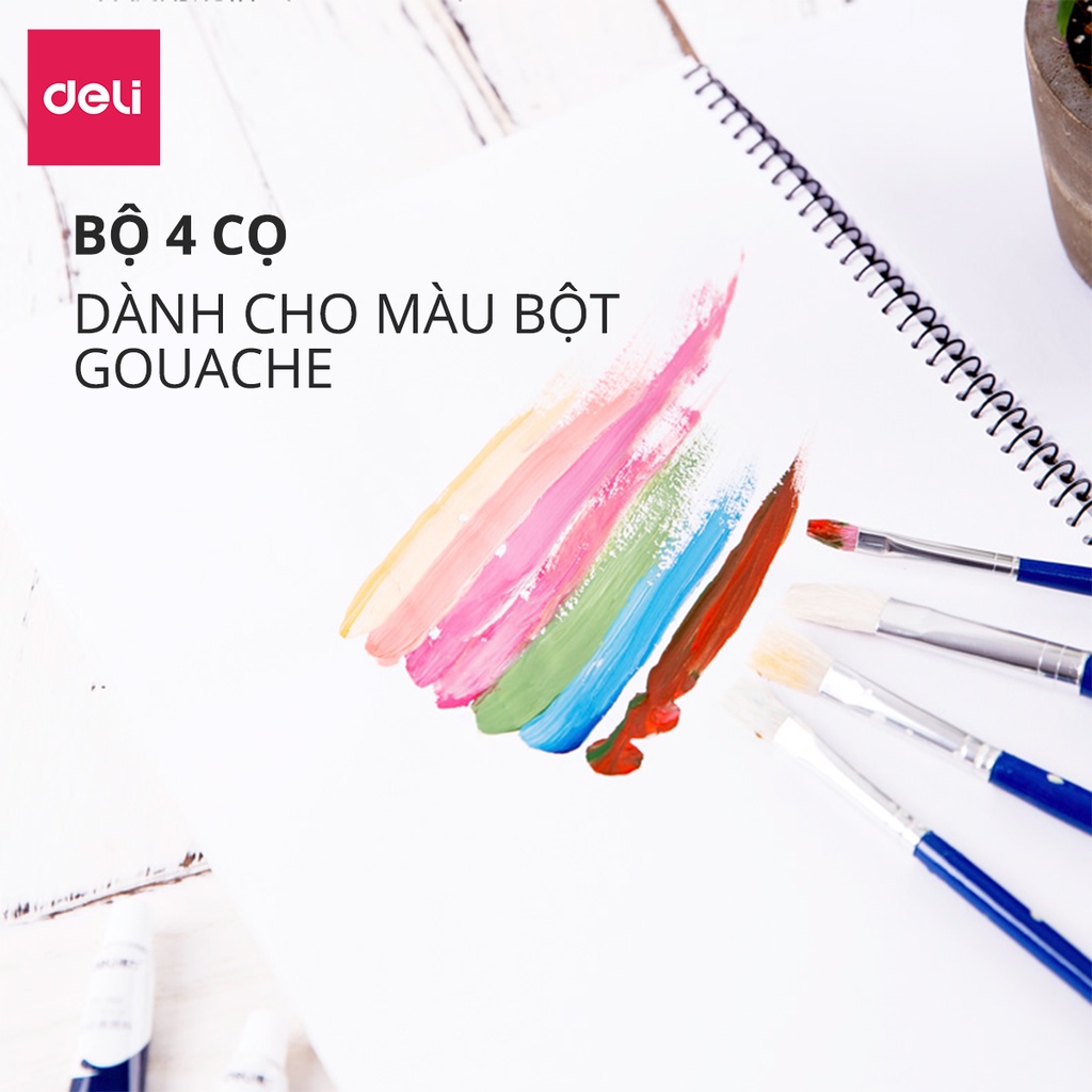 Bộ cọ vẽ chuyên nghiệp Deli - dùng cho màu nước/bột/sơn acrylic -Set 4/6 cây- 73885/73866/73867 .