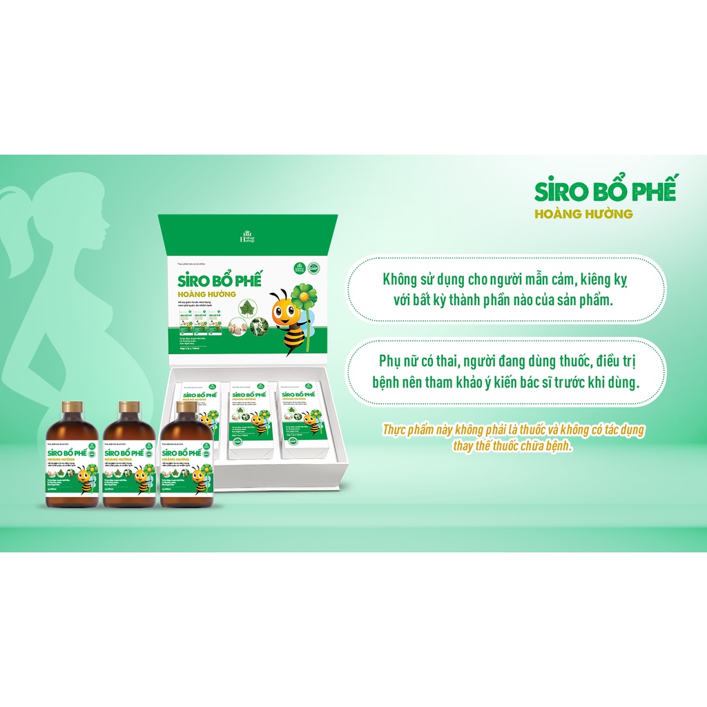 Siro Hoàng Hường 100ml, hỗ trợ bổ phế, trừ ho hóa đờm, giảm viêm họng viêm phế quản do nhiễm lạnh