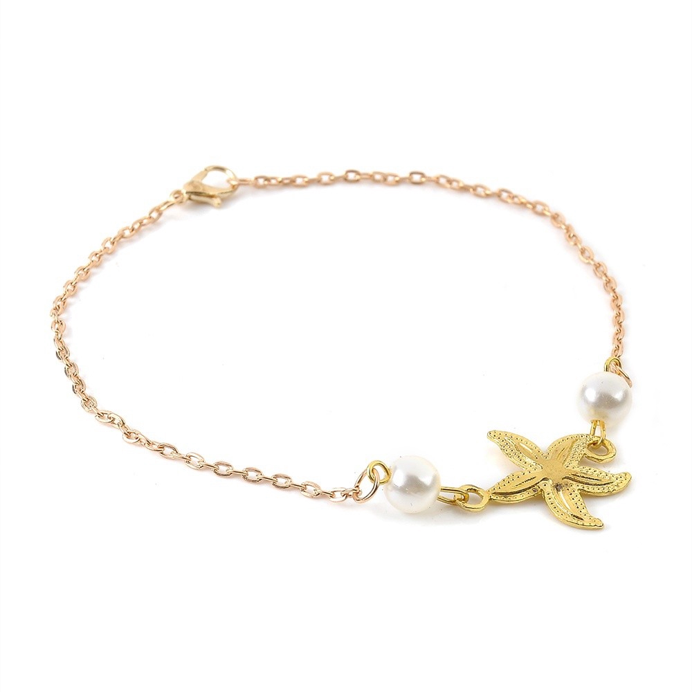 Lắc chân mạ vàng mạ bạc mặt hình sao biển phối ngọc trai đầy gợi cảm | BigBuy360 - bigbuy360.vn