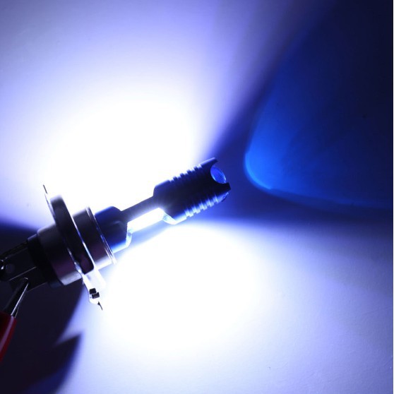 Bóng đèn pha LED Kevanly cho xe máy ánh sáng trắng + RGB có thể điều chỉnh độ sáng H4 P15D BA20D 8W COB DC12v