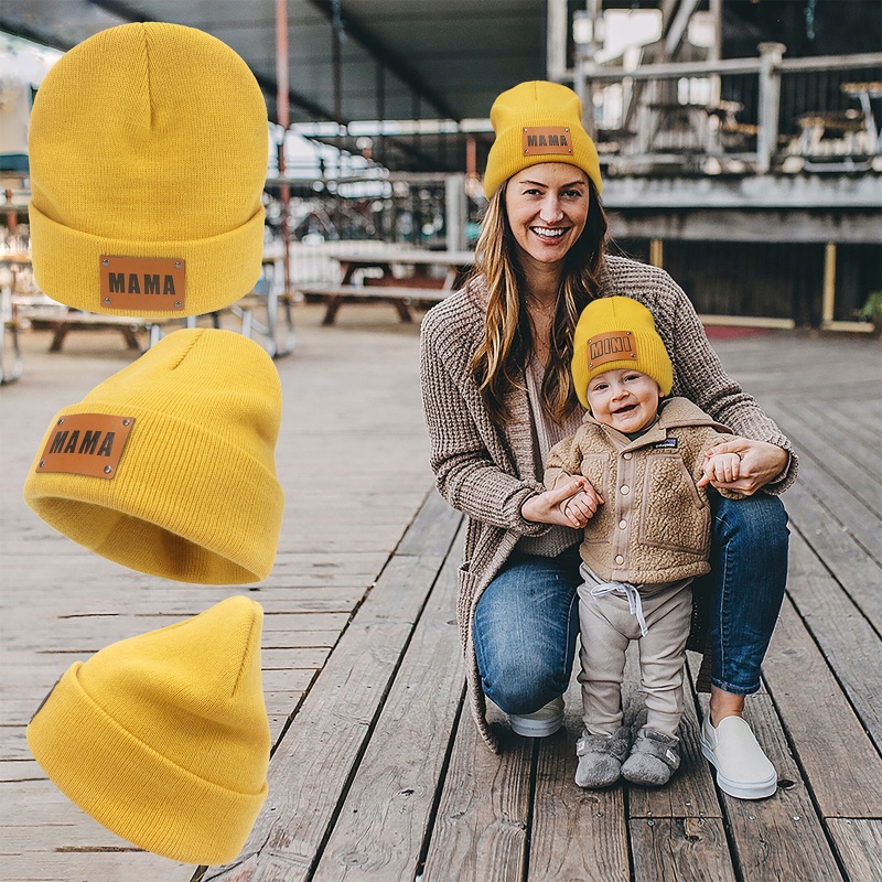 Mũ Len Beanie Giữ Ấm Mùa Đông Thời Trang Cho Mẹ Và Bé