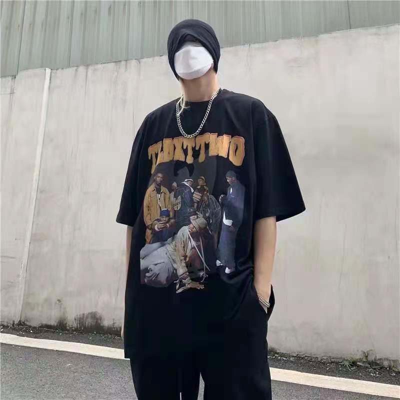 Áo thun tay ngắn dáng rộng vải cotton s-8xl phong cách âu mỹ thời trang mùa hè mới dành cho nam và nữ