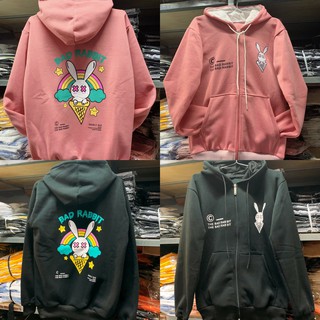 (4.7sao) ÁO HOODIE - ÁO KHOÁC NỈ NGOẠI Dây Kéo - Thỏ Cầu Vồng (HD1670 - Bad Rabbit - Kèm )