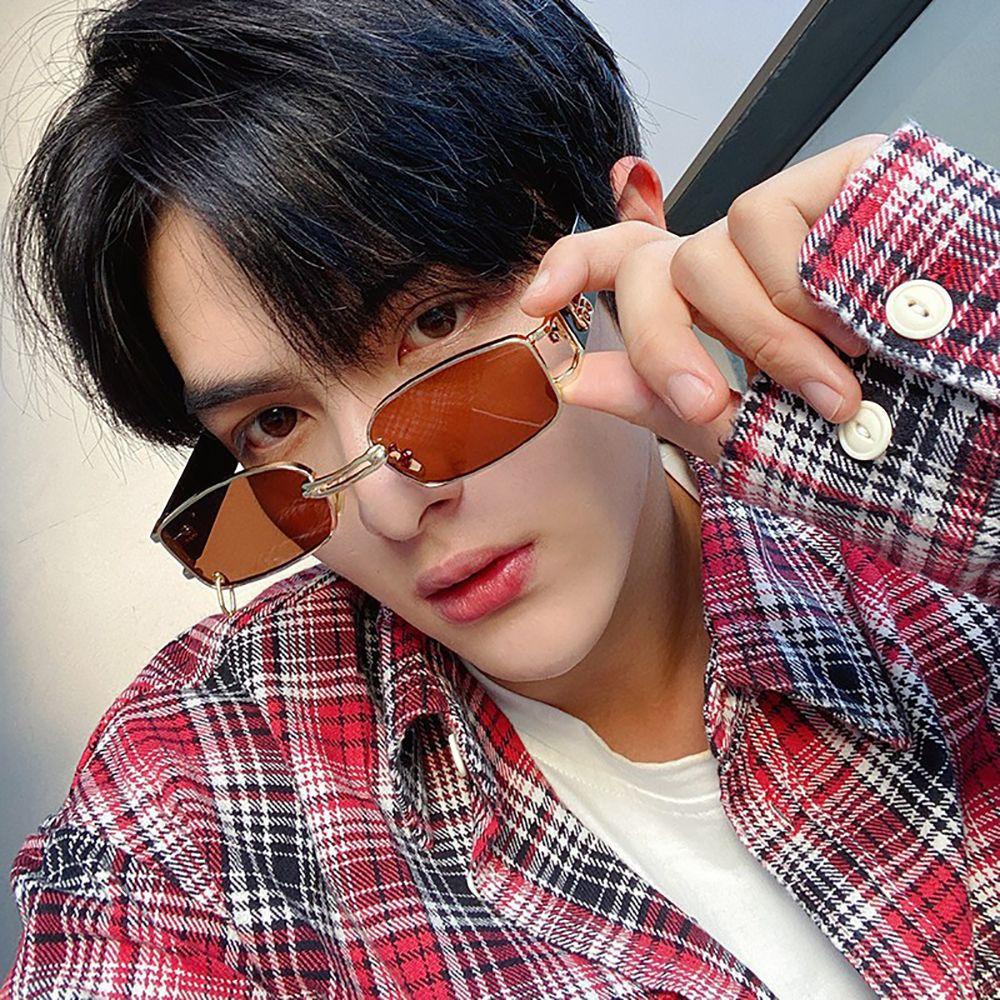Kính Mát Gọng Vuông Chống Bức Xạ / Tia UV Phong Cách Hàn Quốc Thời Trang Cho Nam Và Nữ