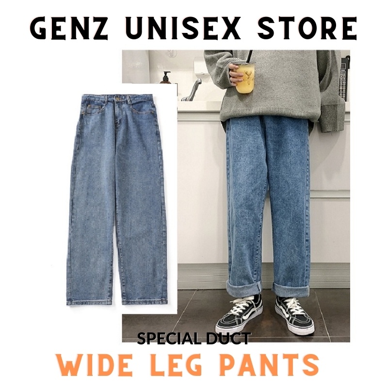 Quần Ống Rộng Nam Chất, Quần Jean Nam ống rộng form baggy Xanh nhạt, Style Hàn Quốc - Genz Unisex Store