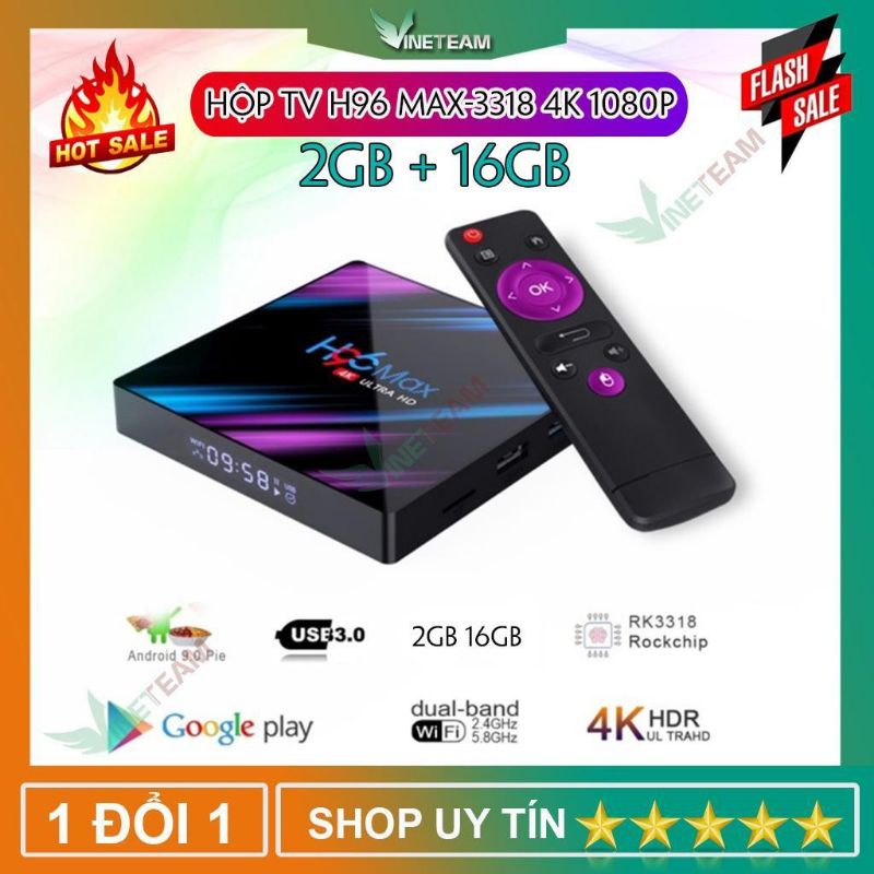 Xả Hàng Đầu Tivi Box h96 max ram 2gb+16gb